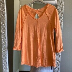 Soft Surroundings Womens Tunic Top Size XS Orange Exposed Seam Teardrop Back